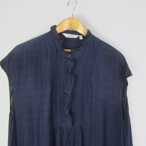 Stockholm Atelier & Other Stories Women 10 Navy Blue Cap Sleeve Gathered Dress - Picture 8 of 12